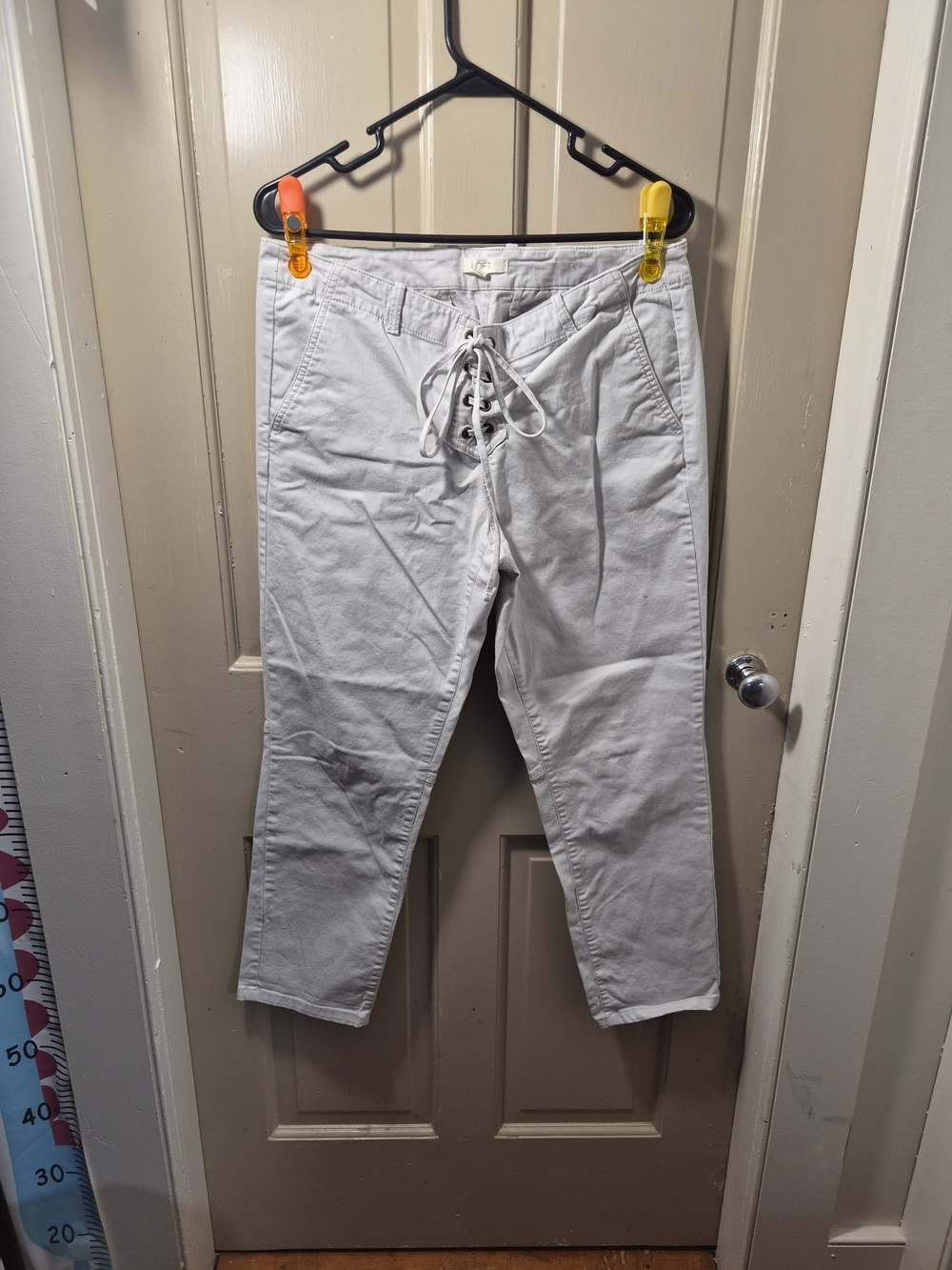 LOFT White Lace-Up Chinos